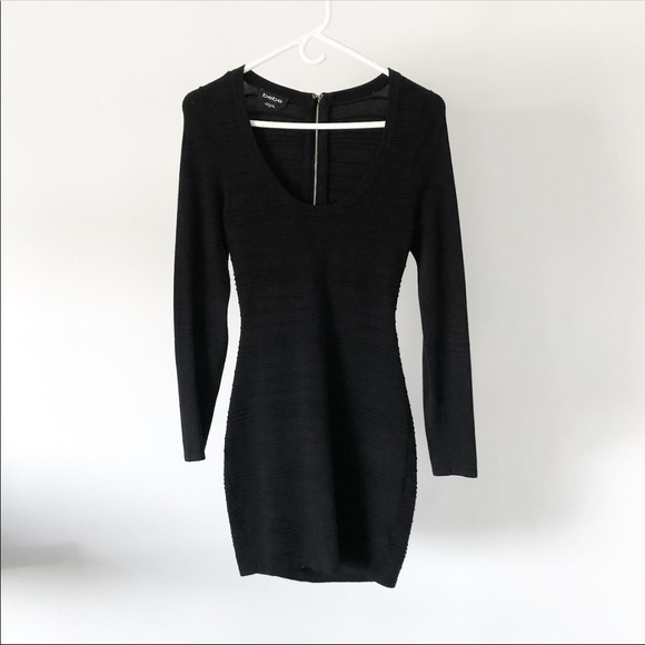 Express Open Back Long sleeve Black Dress - Picture 1 of 2
